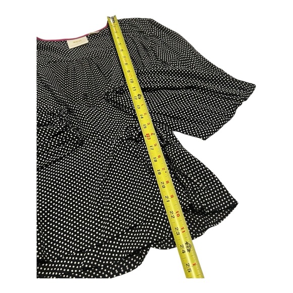 Anthropologie Womens Maeve Wrap Blouse Top Black White Polka Dot Size 4 - Picture 8 of 15